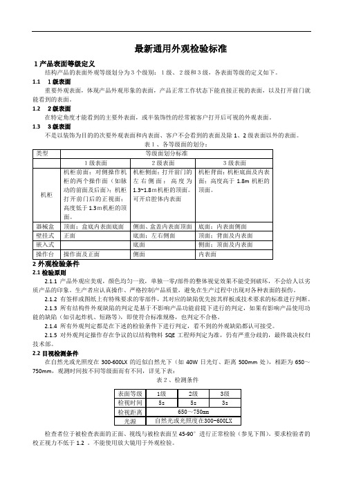 最新通用外观检验标准