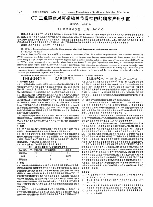 CT三维重建对可疑膝关节骨损伤的临床应用价值