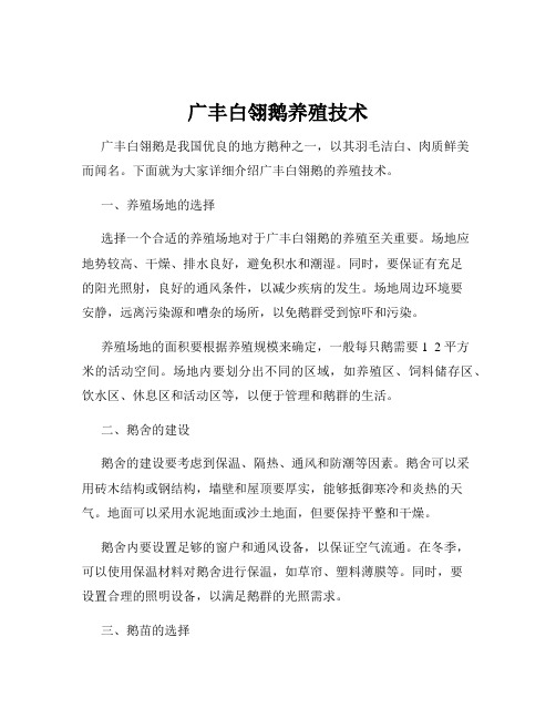 广丰白翎鹅养殖技术