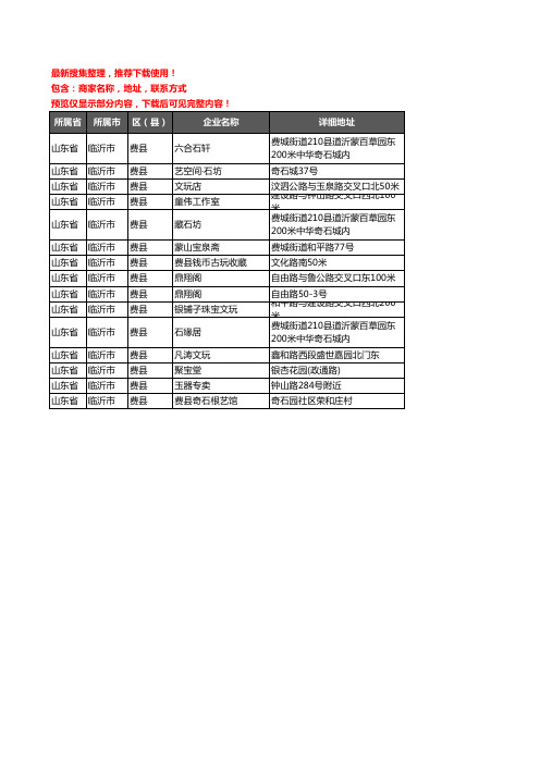 新版山东省临沂市费县古玩企业公司商家户名录单联系方式地址大全15家