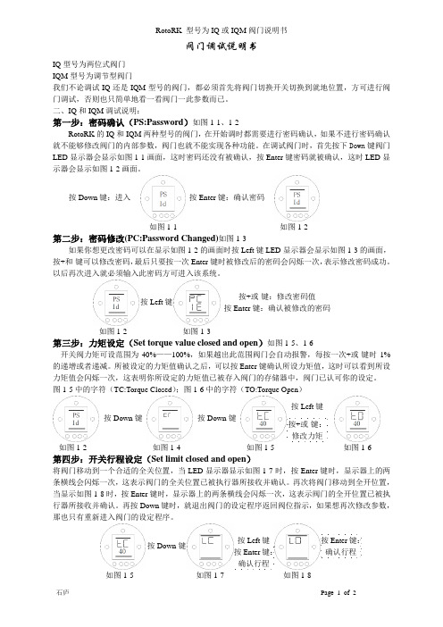 RotoRK_型号为IQ或IQM阀门说明书(参考用的阀门调试说明)