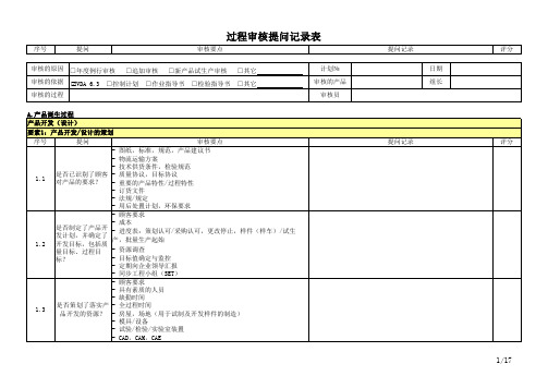 过程审核提问记录表