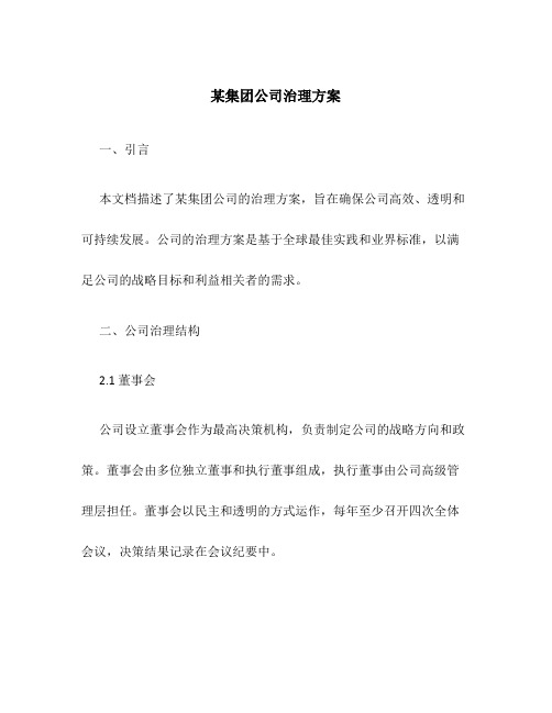 某集团公司治理方案