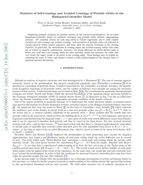 Statistics of Self-Crossings and Avoided Crossings of Periodic Orbits in the Hadamard-Gutzw