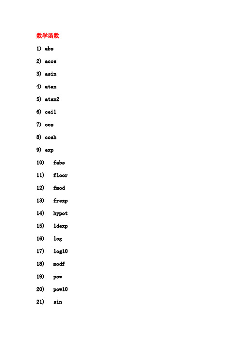 C语言数学函数速查(word版)