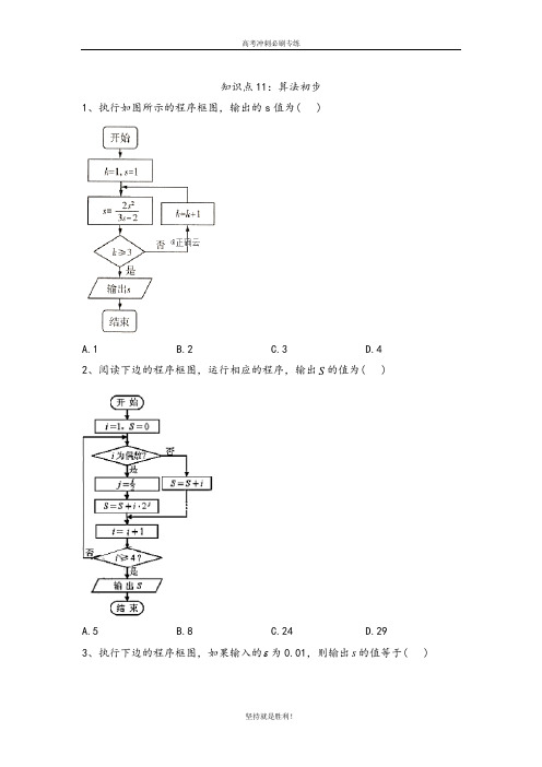 【高考冲刺】高考数学(文)真题专项汇编卷(2017—2019) 知识点11：算法初步