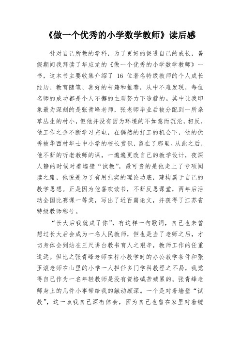 《做一个优秀的小学数学教师》读后感