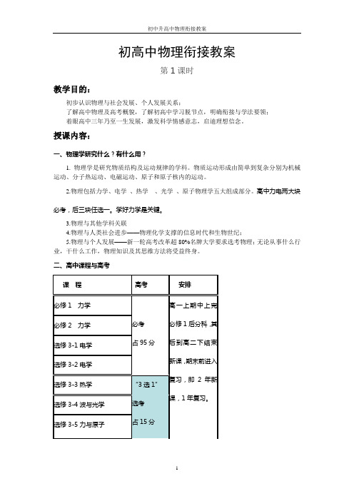 初中升高中物理衔接教案