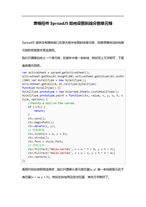 表格控件SpreadJS如何设置斜线分割单元格