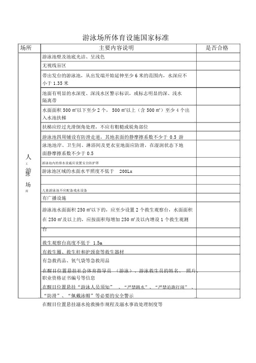 (新版)游泳场所体育设施国家标准