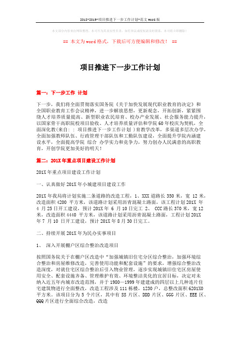 2018-2019-项目推进下一步工作计划-范文word版 (2页)