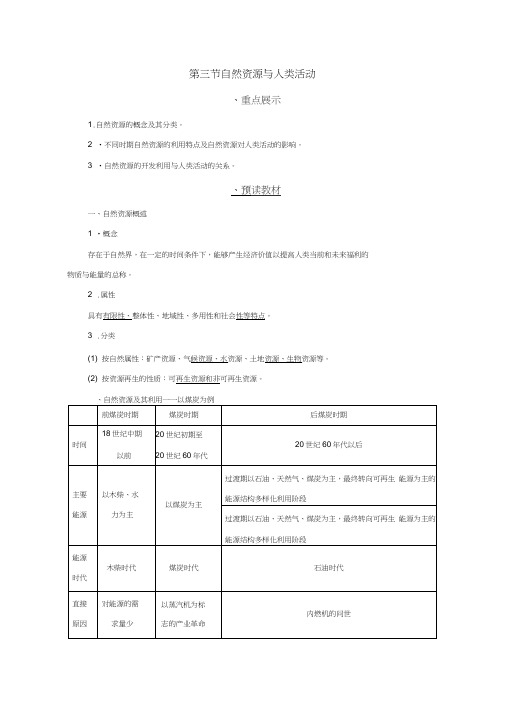 高中地理第四章自然环境对人类活动的影响第三节自然资源与人类活动习题湘教版必修1(2021022509