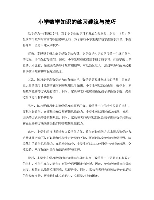 小学数学知识的练习建议与技巧