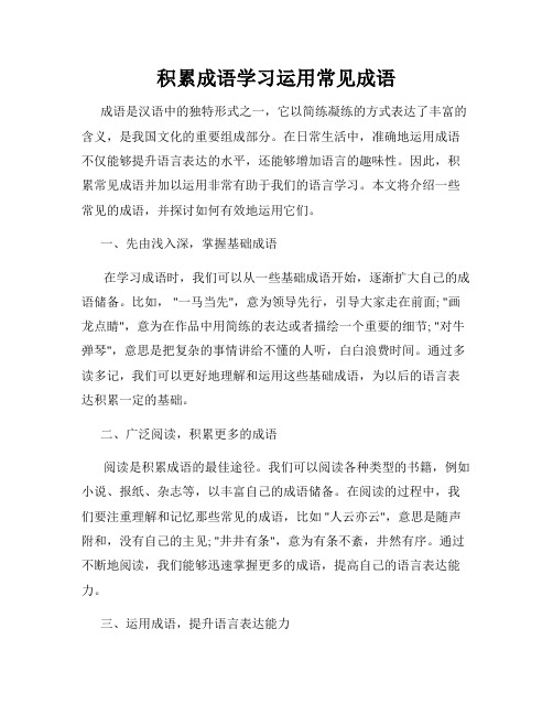 积累成语学习运用常见成语