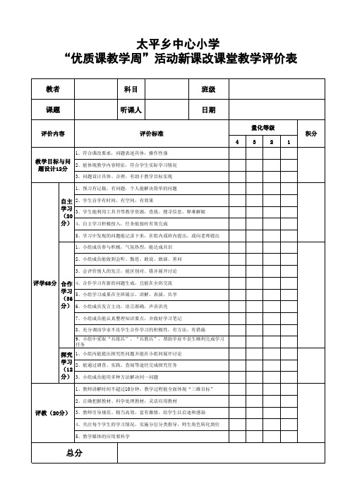 新课改课堂教学评价表