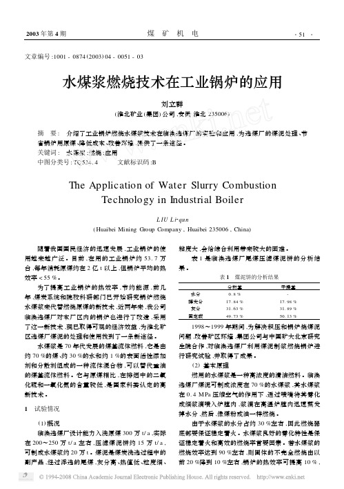 水煤浆燃烧技术在工业锅炉的应用