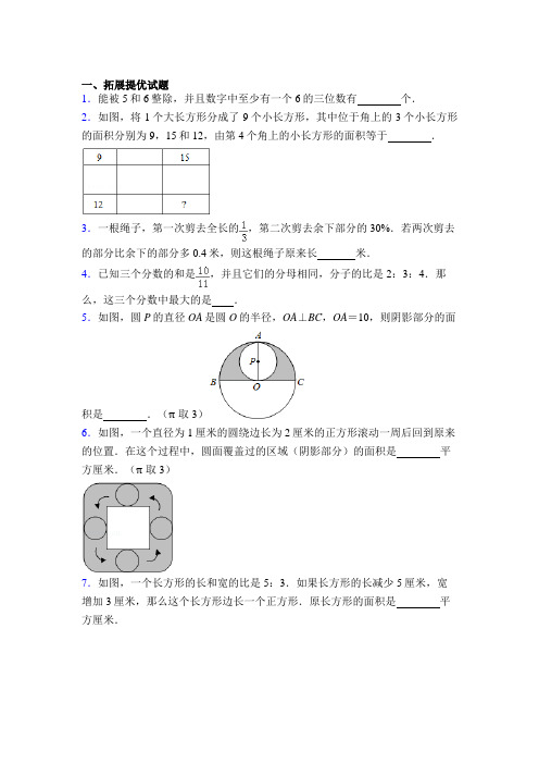 苏教版小学六年级上册数学奥数题带答案