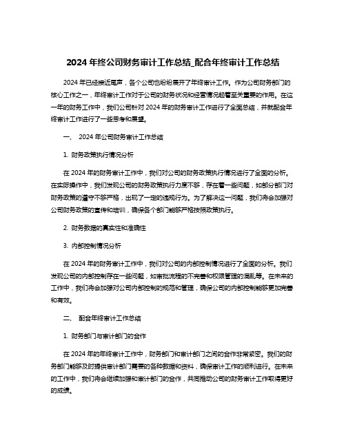 2024年终公司财务审计工作总结_配合年终审计工作总结