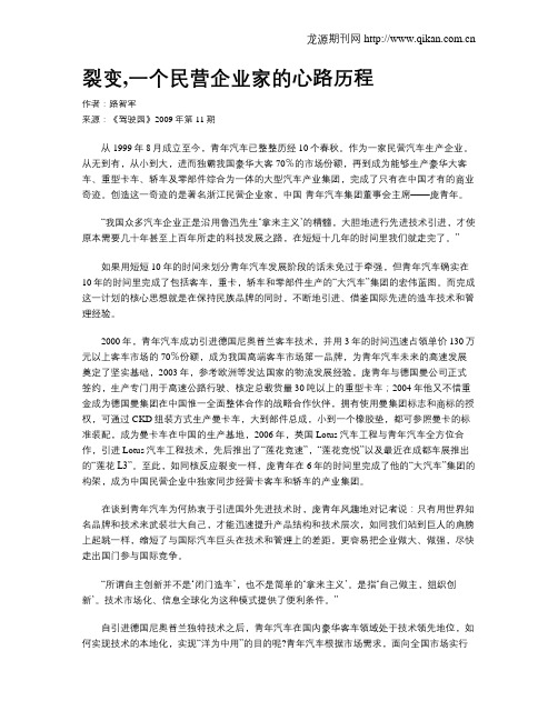 裂变,一个民营企业家的心路历程