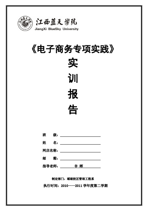 2020年电子商务专项实践实训报告参照模板