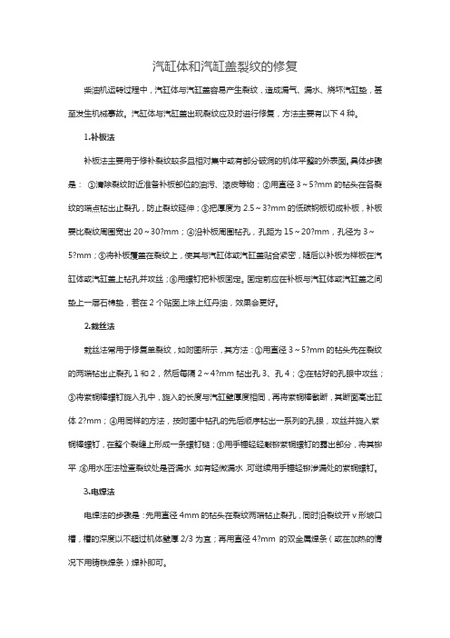 汽缸体和汽缸盖裂纹的修复