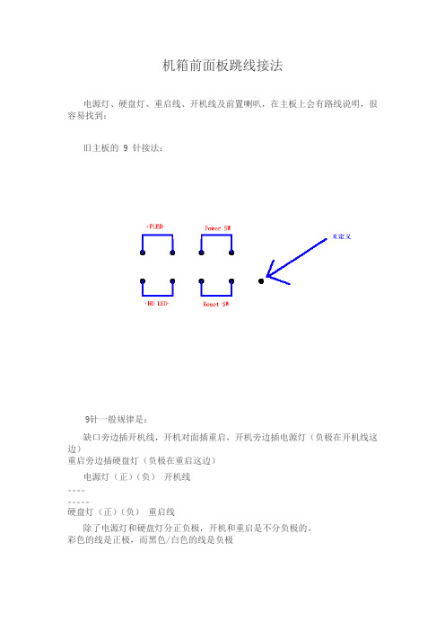 机箱前面板跳线接法