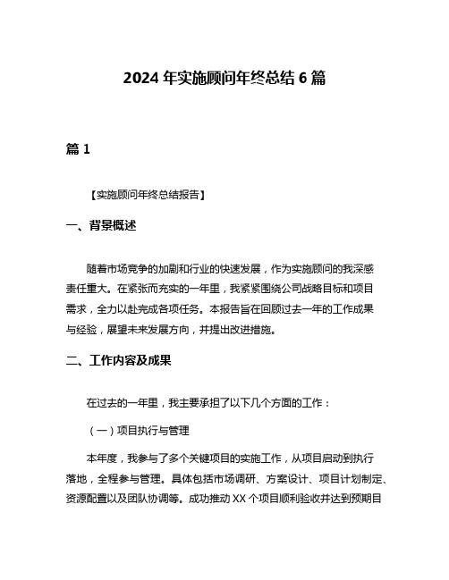 2024年实施顾问年终总结6篇