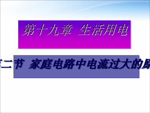 九年级物理全一册19.2家庭电路中电流过大的原因