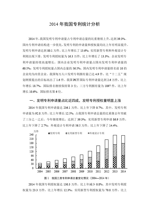 2014年我国专利统计分析