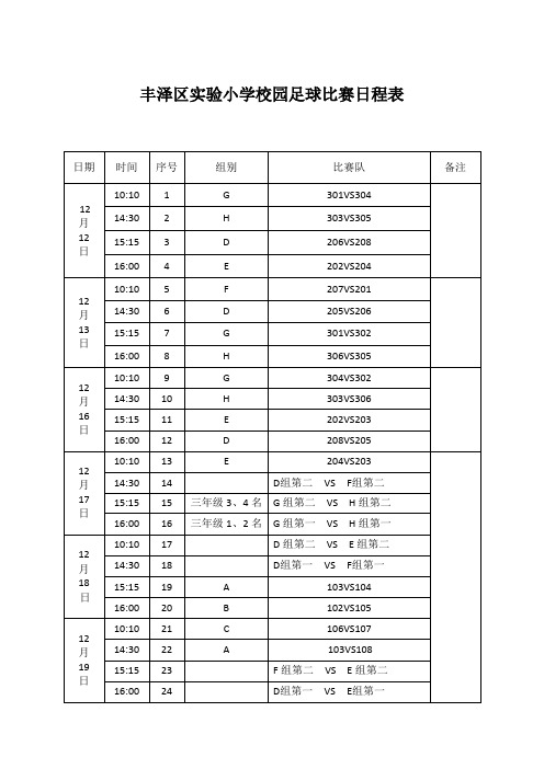 2019秋校足球竞赛日程