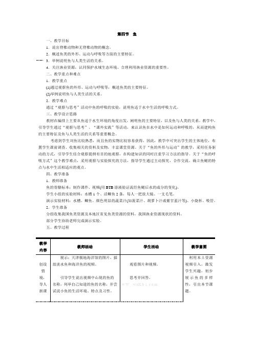 2022年人教生物《鱼》公开课教案