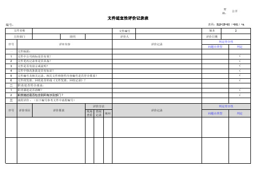 文件适宜性评价表 - 201806