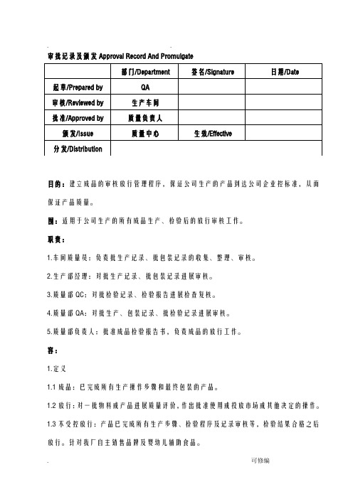 SMP-某-某X产品放行管理程序