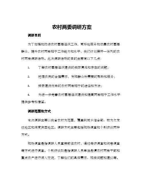 农村两委调研方案