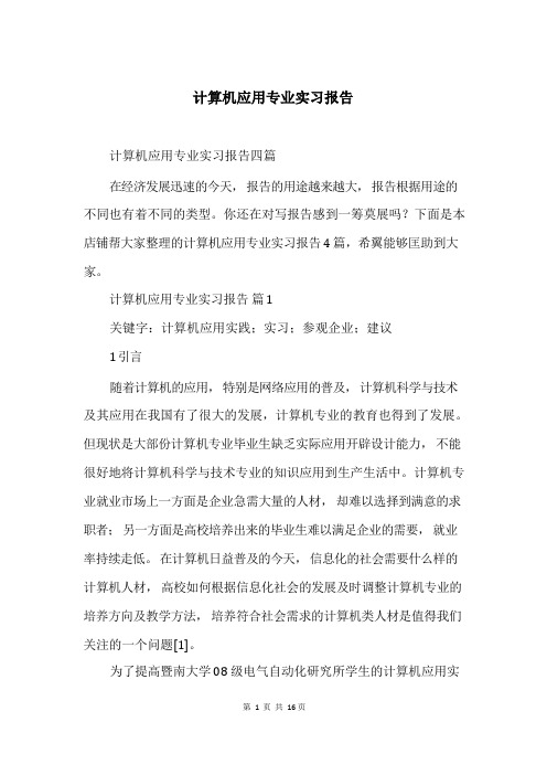 计算机应用专业实习报告