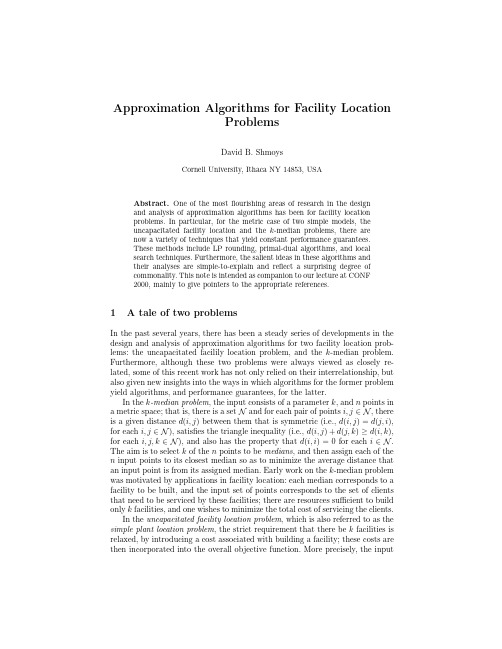 Approximation algorithms for facility location problems