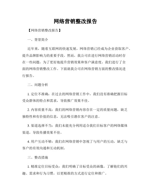 网络营销整改报告