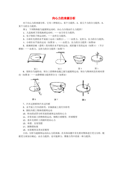 高中物理向心力的来源分析 新人教版必修2