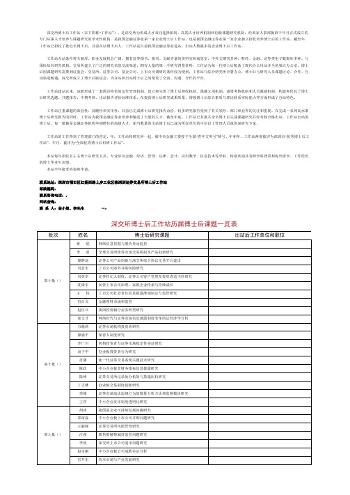 深交所博士后工作站