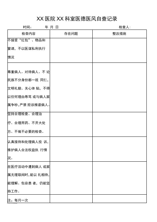 各科室医德医风检查记录