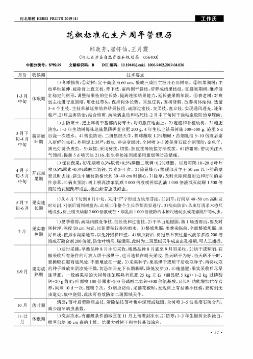 花椒标准化生产周年管理历