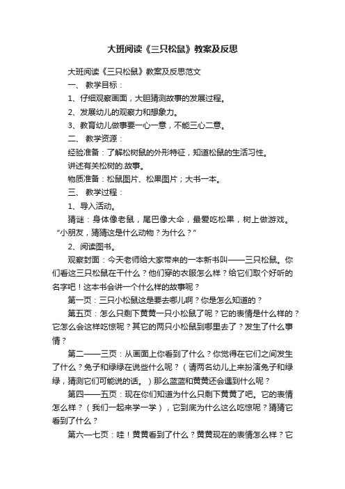 大班阅读《三只松鼠》教案及反思