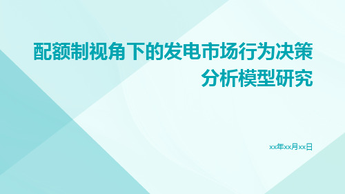 配额制视角下的发电市场行为决策分析模型研究