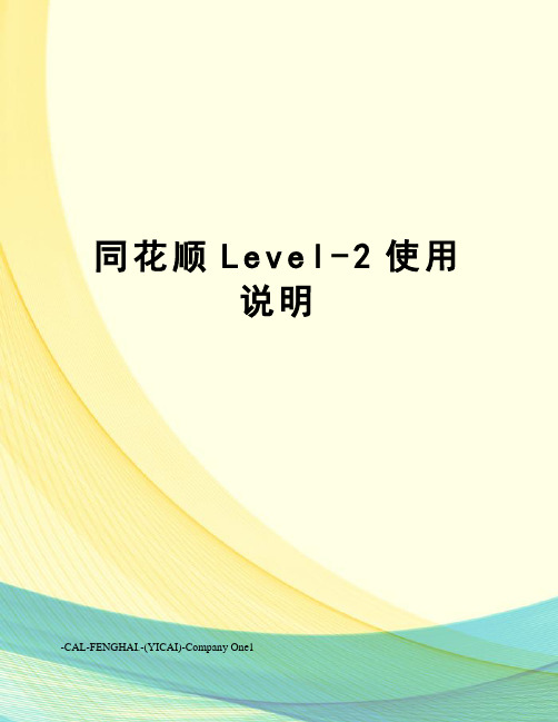 同花顺Level-2使用说明