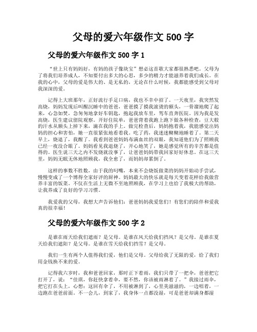 父母的爱六年级作文500字