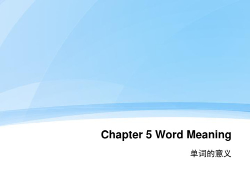 Chapter 5 Word Meaning