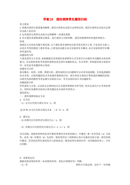 2013届高考生物一轮复习第一部分学案23《遗传规律常见题型归纳》新人教版