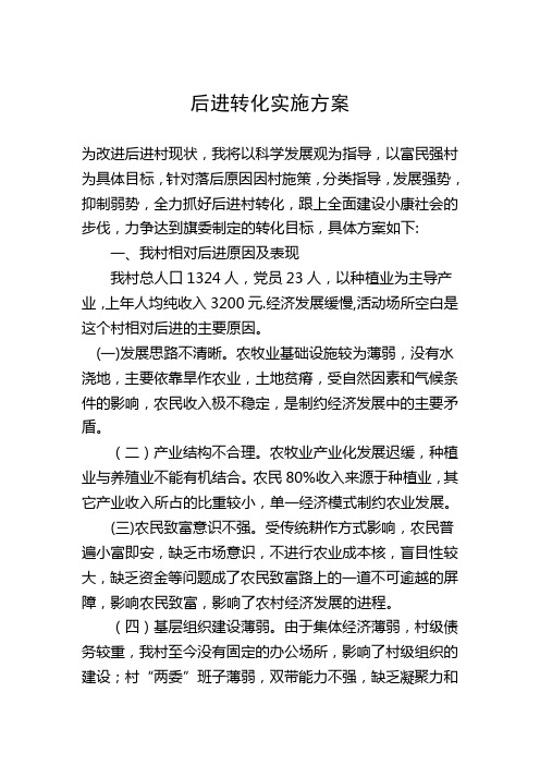 后进转化实施方案