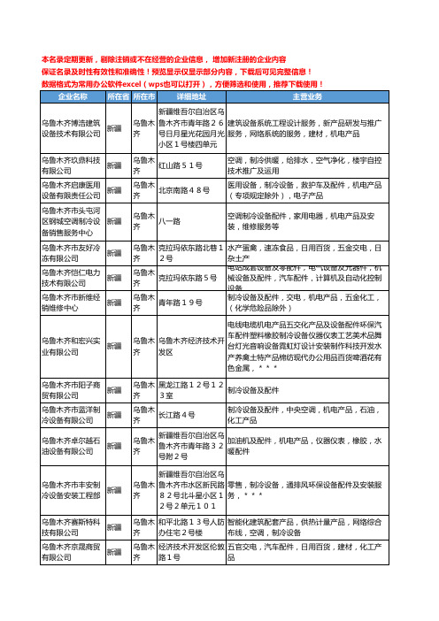 新版新疆省制冷设备及配件工商企业公司商家名录名单联系方式大全93家