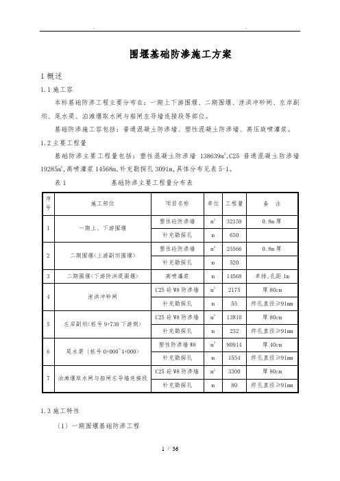 围堰基础防渗工程施工设计方案